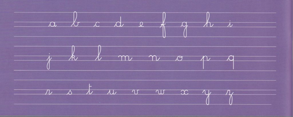 Modèle écriture cursive minuscules : o, a, d, g